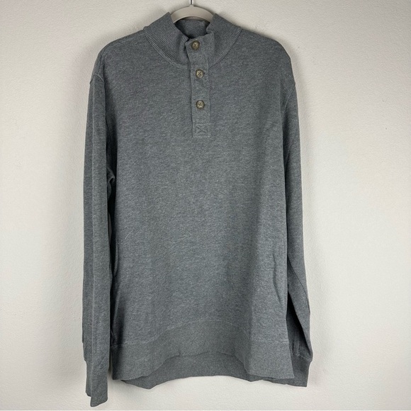 Eddie Bauer Men’s Gray 3 Button 100% Cotton Pullover Sweater Size Large Tall - Picture 1 of 5
